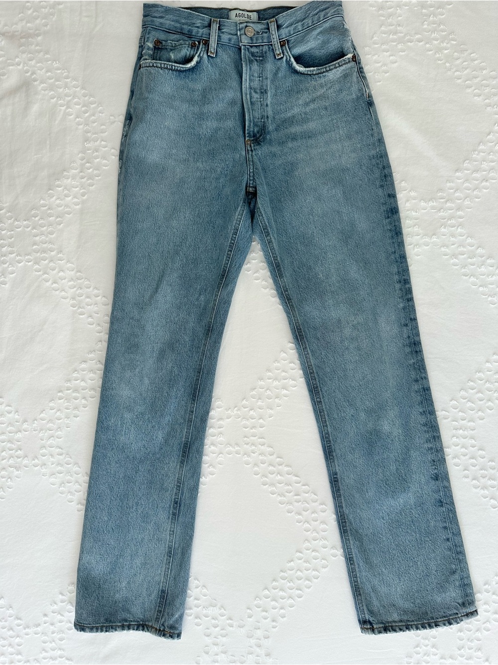 Agolde Lana Straight Leg Jean- Light Blue Wash Size 25 - Picture 2 of 15